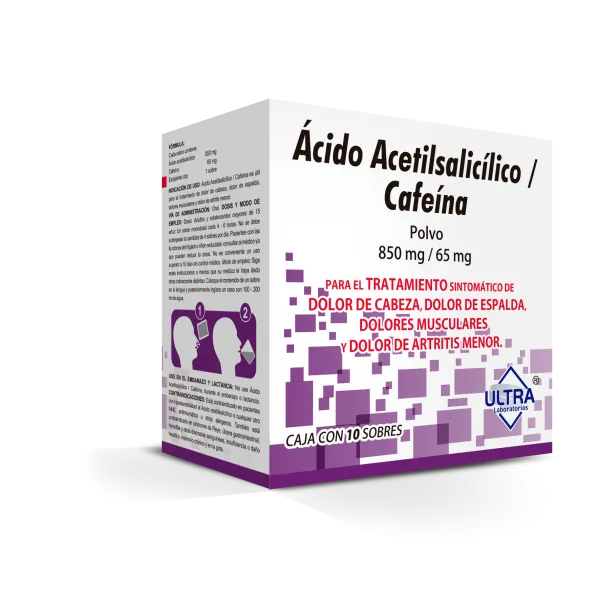 ACIDO ACETILSALICILICO / CAFEINA  POLV 850/65MG C/10 SOBRES