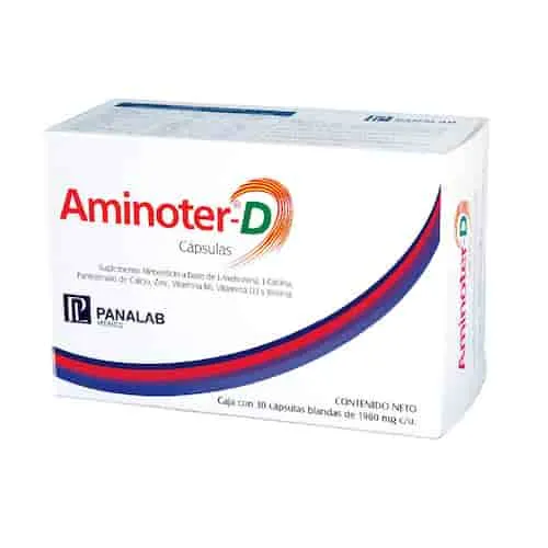 AMINOTER-D L-METIONINA, L-CISTINA, PANTOTENATO DE CALCIO, ZINC, VITAMINA D3 Y BIOTINA C/30CAPS