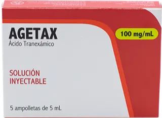 AGETAX ÁCIDO TRANEXAMICO 100MG/ML SOL INY C/5 AMP (VENTA POR AMPOLLETA )